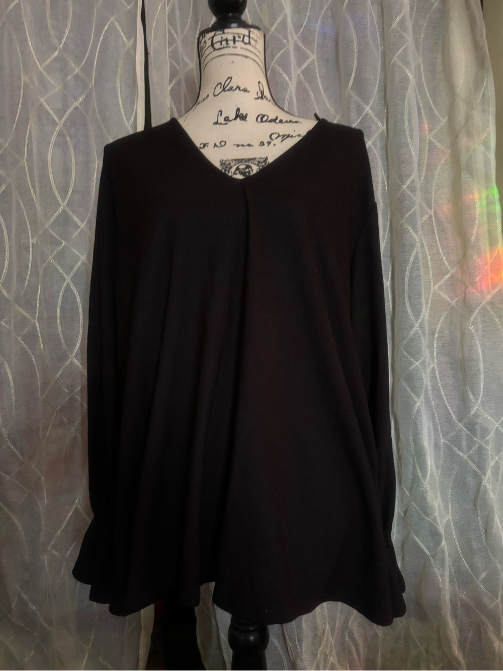 Michael Kors Black V-Neck Long Sleeve Blouse